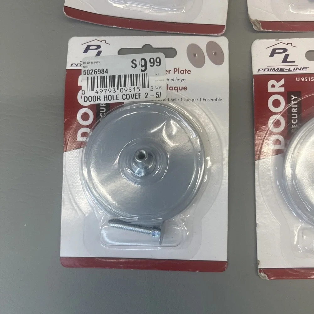 Prime Line U 9515 Door Knob Hole Cover Gray Heavy Duty Security Plate 8 Pk
